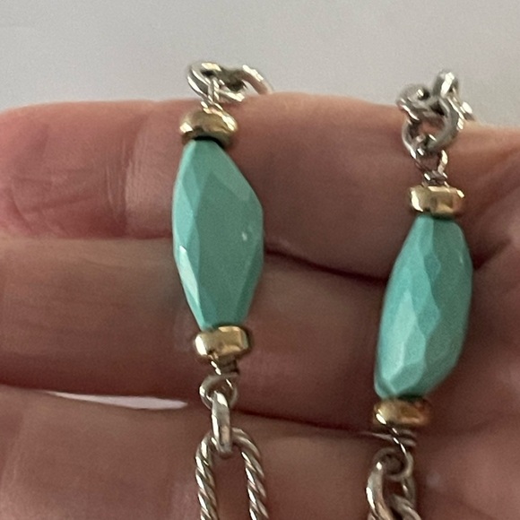 David Yurman Three Station Turquoise Bijoux Figaro Necklace - Picture 4 of 9